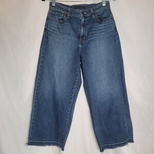 Uniqlo Women's High Waist Wide Leg Crop Fray Hem Jeans Size 27